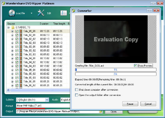 Wondershare DVD Ripper Platinum  - Convert DVD to iRiver PMP Video