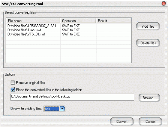 SWF/EXE converting tool