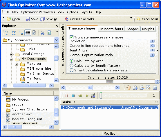 optimize flash, compress flash - Flash Optimizer