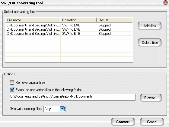 convert SWF file, convert EXE file