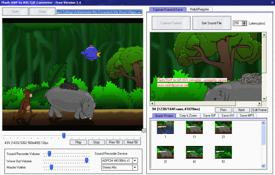 screenshot - Converter Flash-SWF to AVI/GIF