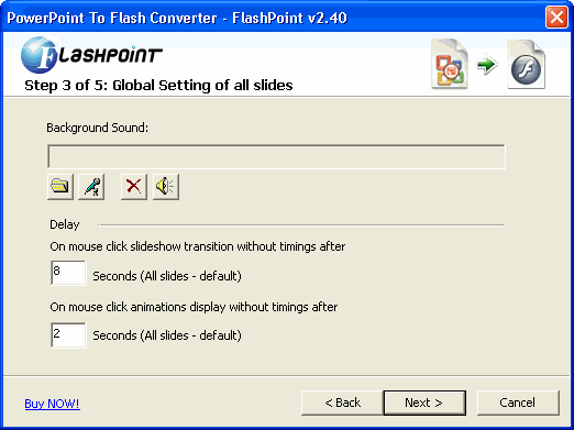 Global settings of all slides