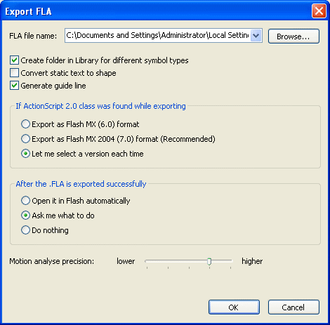 export FLA file - Sothink SWF Decompiler