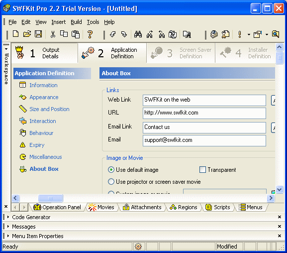 screenshot of SWFKit Pro - About Box