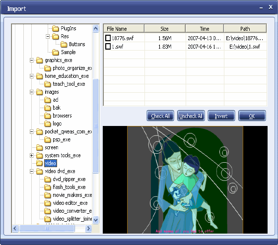 Import window of Wondershare Flash to iPod Converter