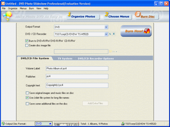 DVD Photo Slideshow - Click the Burn Now button