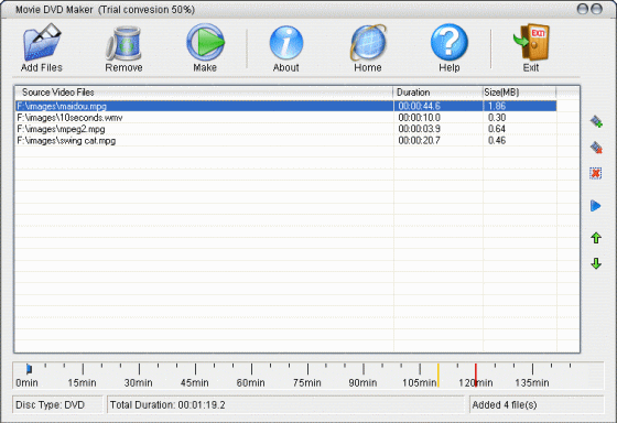 screenshot of Movie DVD Maker - Add files