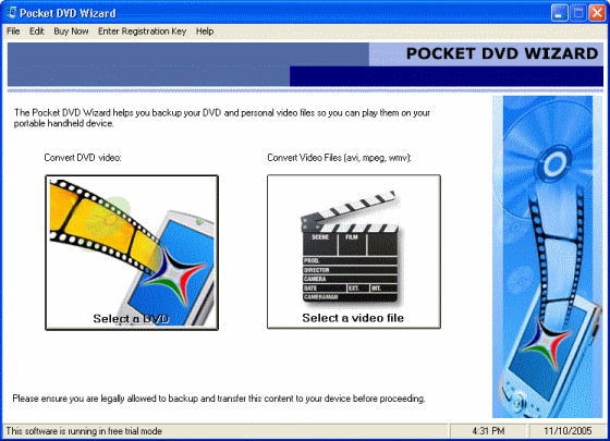 Pocket DVD Wizard - Main interface