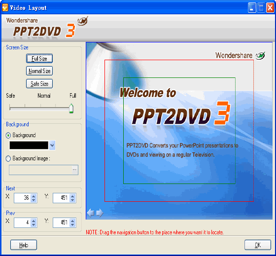screenshot of PPT2DVD - Layout options