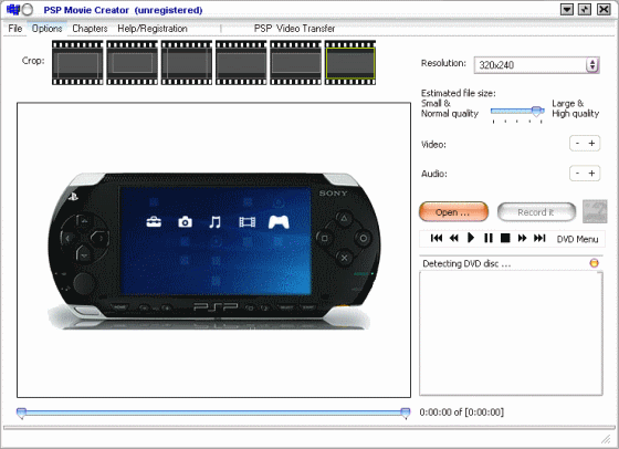 screenshot of PSP Movie Creator - Main