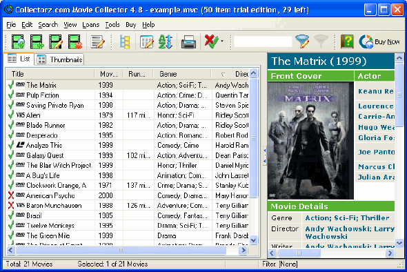 Main screen - Movie Collector