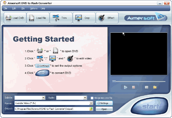 Screenshots of Aimersoft DVD to Flash Converter