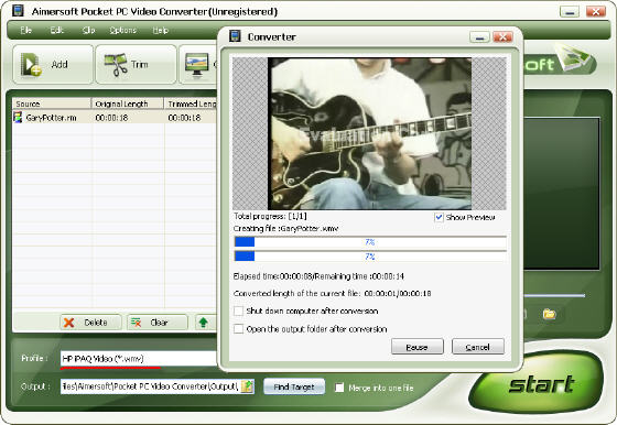 Aimersoft Pocket PC Video Converter - Converting RM to HP iPAQ Video
