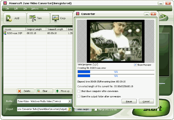 Aimersoft Zune Converter Suite - Converting 3GP to Zune Video