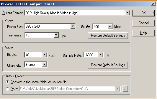 video converting option