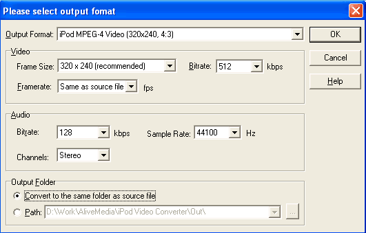 video converting option