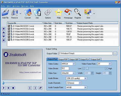 All RM RMVB to iPod PSP 3GP FLV SWF Converter - screenshot