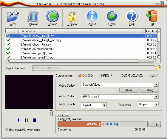 batch convert video - Allok AVI MPEG Converter