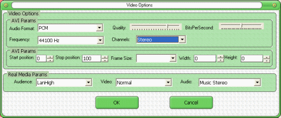 the video options