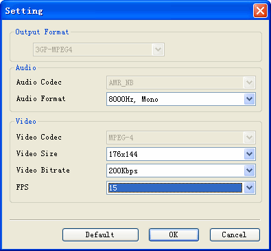 Setting winndow of Amo MP4 Converter