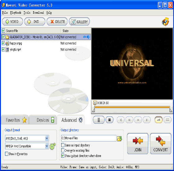 convert movie, extract audio - ConvertMovie