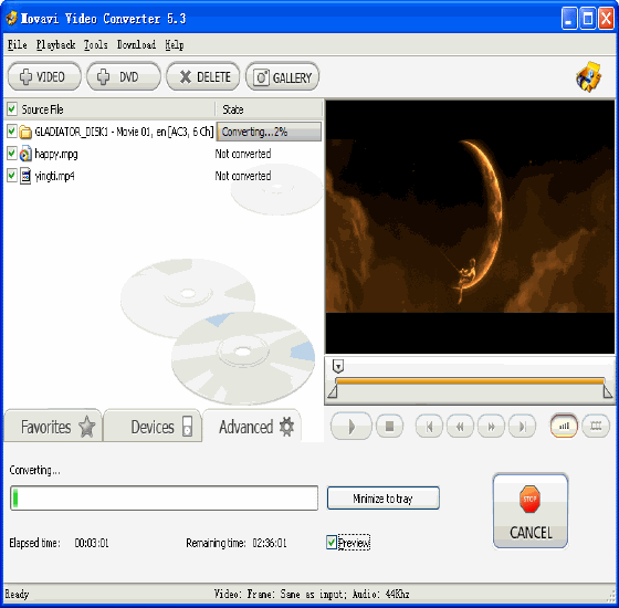 convert movie, extract audio - ConvertMovie