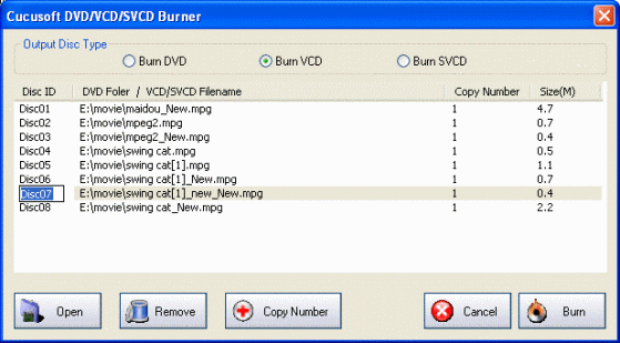 VCD/DVD/SVCD burner