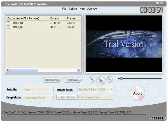 convert DVD movie to PSP video format.