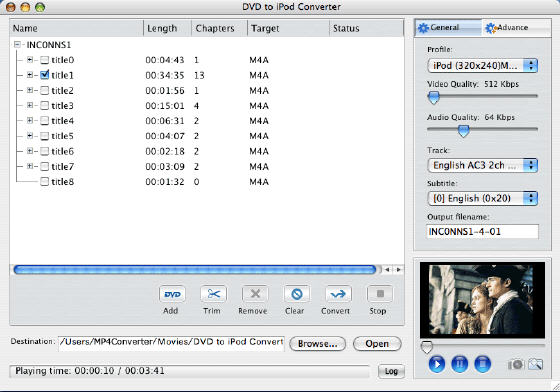 4Media DVD to iPod Converter for Mac - Main window