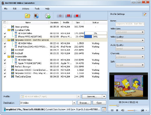 ImTOO HD Video Converter - screenshot
