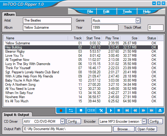 Screenshots of ImTOO CD Ripper