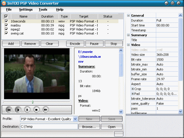 convert video to mp4 - ImTOO PSP Video Converter