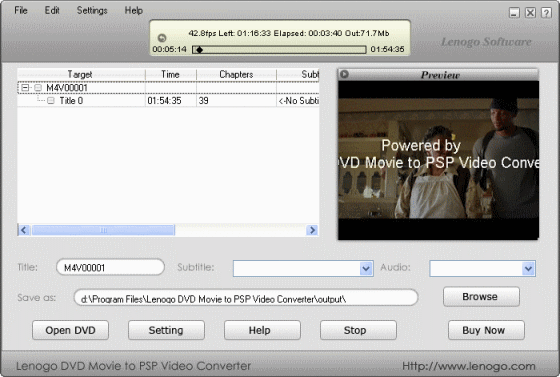 Lenogo DVD Movie to PSP Video Converter