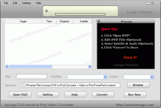 Lenogo DVD Movie to iPod Video Converter
