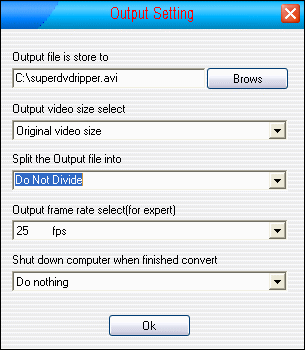 the output setting