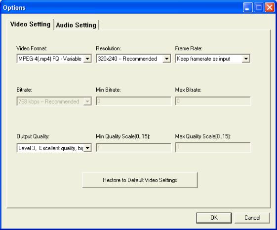 MP4 Converter - Options