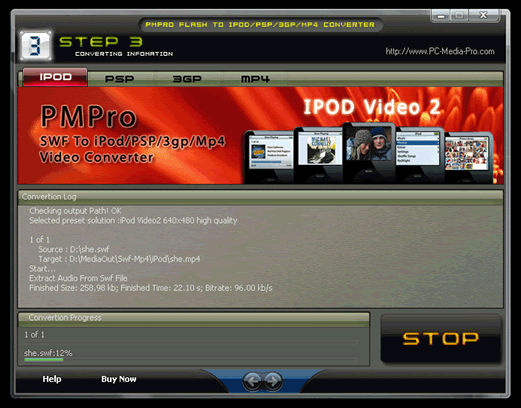 PMPro Flash to iPod/PSP/3gp/Mp4 Converter