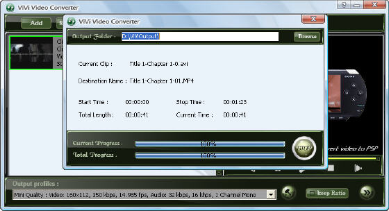 ViVi PSP Converter - Converting AVI to PSP