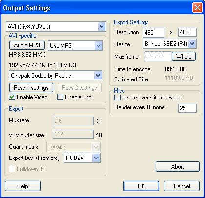 Output settings in Xilisoft DVD Ripper.
