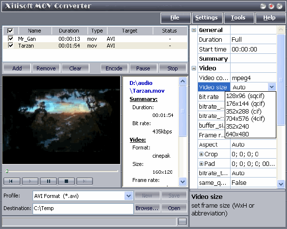 Settings - Xilisoft MOV Converter