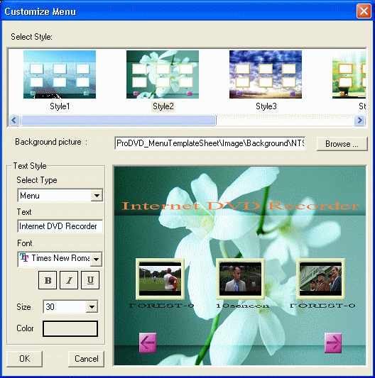 Customize Menu of Internet DVD Recorder