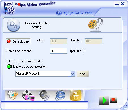 The main window of oRipa Video Recorder