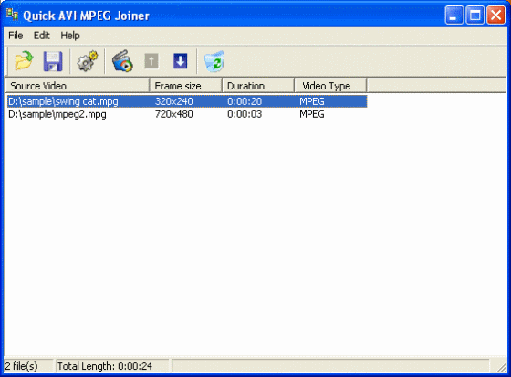 The Screenshot of Quick AVI MPEG Joiner