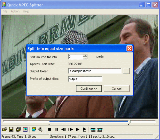 The Screenshot of Quick MPEG Splitter