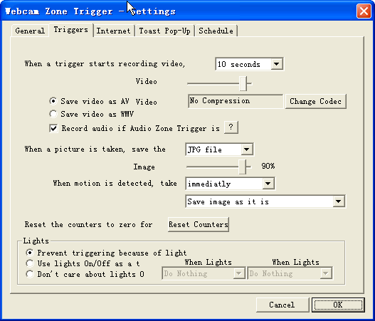 The Screenshot of Webcam Zone Trigger 