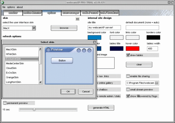 The Screenshot of webcamXP.