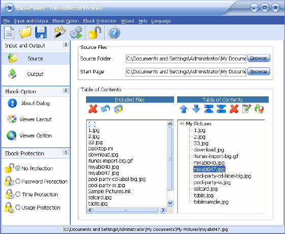 choose source folder of making ebook