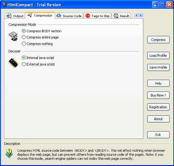 compression mode and decoder - HTMLCompact