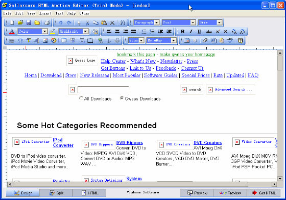 Main window screenshot - Sellercore HTML Auction Editor