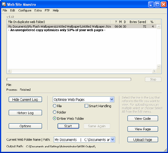 Main window - Web Site Maestro